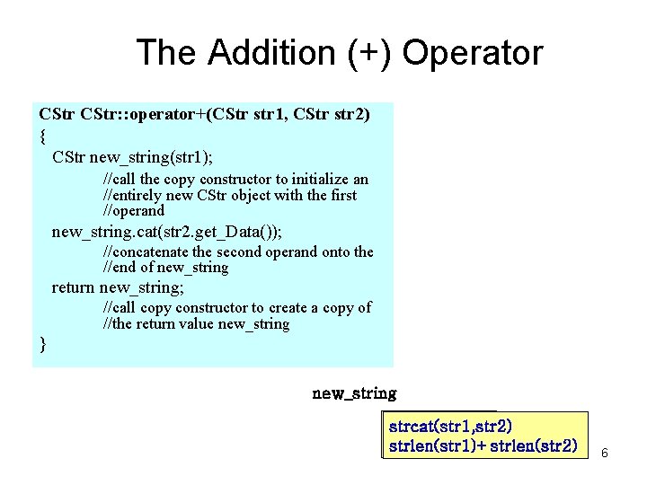 The Addition (+) Operator CStr: : operator+(CStr str 1, CStr str 2) { CStr The Addition (+) Operator CStr: : operator+(CStr str 1, CStr str 2) { CStr