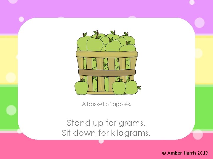A basket of apples. Stand up for grams. Sit down for kilograms. © Amber
