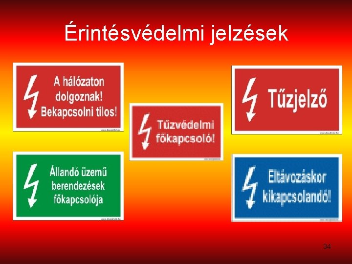 Érintésvédelmi jelzések 34 