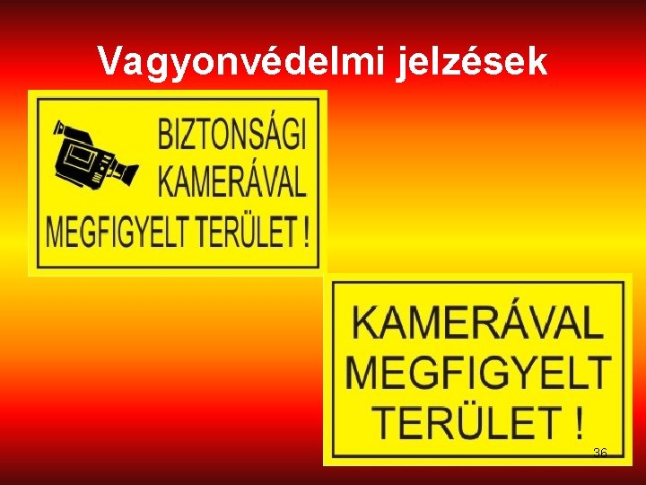 Vagyonvédelmi jelzések 36 