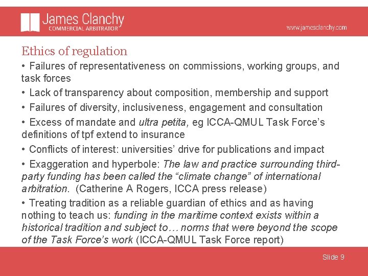 Ethics of regulation • Failures of representativeness on commissions, working groups, and task forces