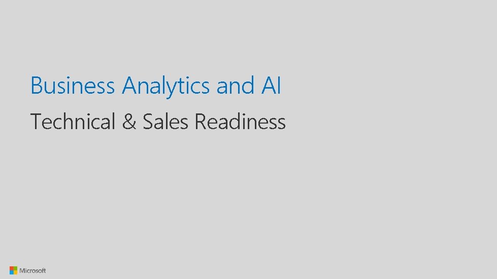 Business Analytics and AI Technical & Sales Readiness 