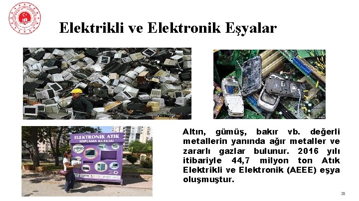 Elektrikli ve Elektronik Eşyalar Altın, gümüş, bakır vb. değerli metallerin yanında ağır metaller ve