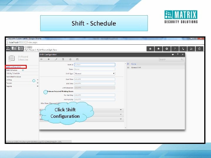 Shift - Schedule Click Shift Configuration 