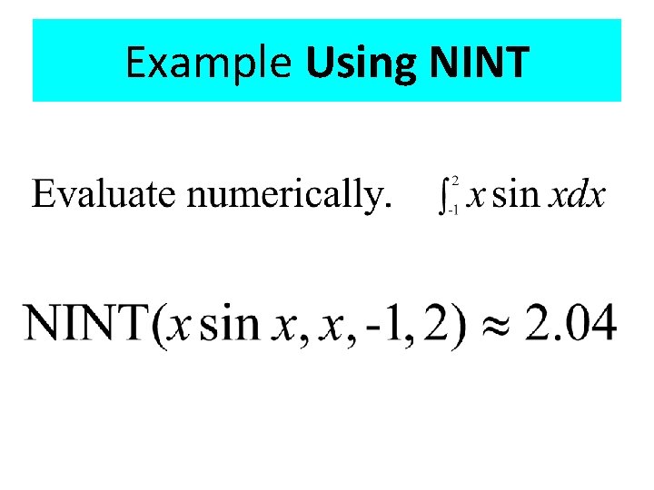 Example Using NINT 