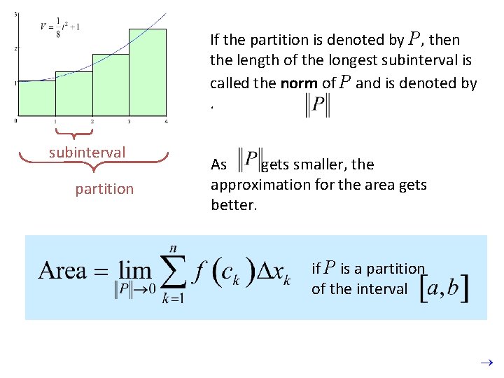 If the partition is denoted by P, then the length of the longest subinterval