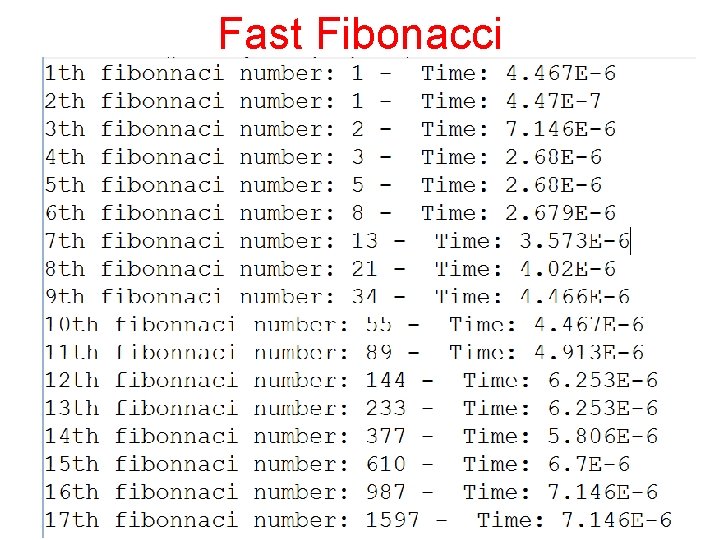 Fast Fibonacci CS 314 Dynamic Programming 13 Fast Fibonacci CS 314 Dynamic Programming 13