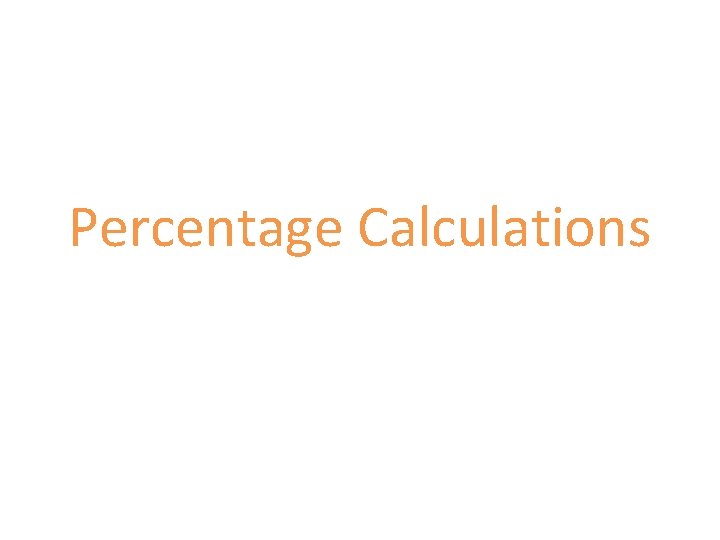 Percentage Calculations 