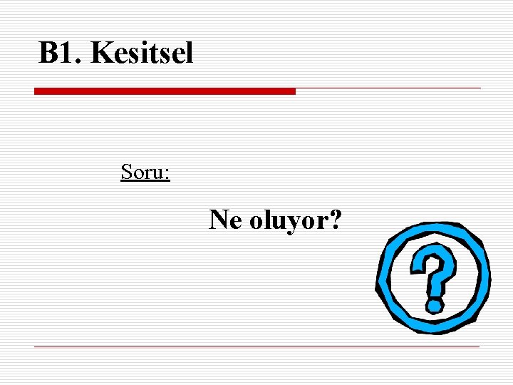 B 1. Kesitsel Soru: Ne oluyor? 