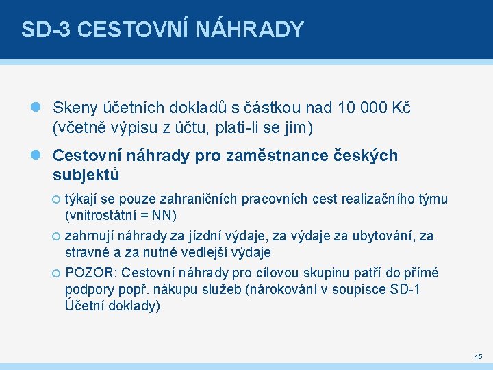 SD-3 CESTOVNÍ NÁHRADY Skeny účetních dokladů s částkou nad 10 000 Kč (včetně výpisu