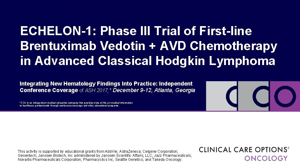 ECHELON-1: Phase III Trial of First-line Brentuximab Vedotin + AVD Chemotherapy in Advanced Classical