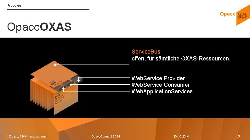 Produkte Opacc. OXAS Service. Bus offen, für sämtliche OXAS-Ressourcen Web. Service Provider Web. Service