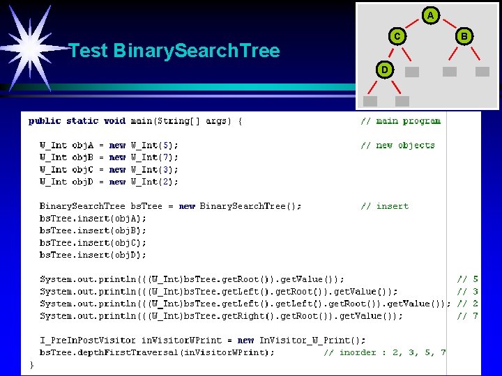 A C Test Binary. Search. Tree D B 