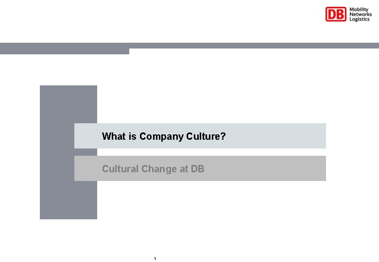 What is Company Culture? Cultural Change at DB 1 