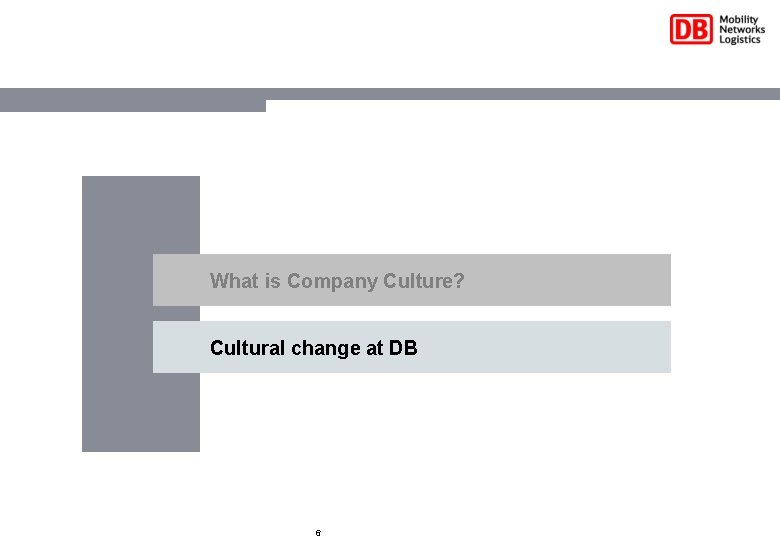 What is Company Culture? Cultural change at DB 6 