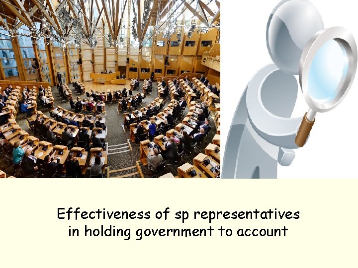 Effectiveness of sp representatives in holding government to account 