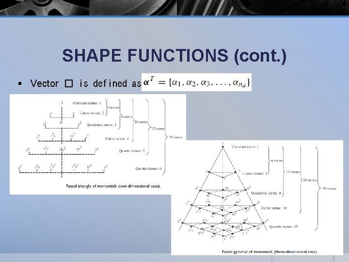 SHAPE FUNCTIONS (cont. ) § Vector � is defined as 