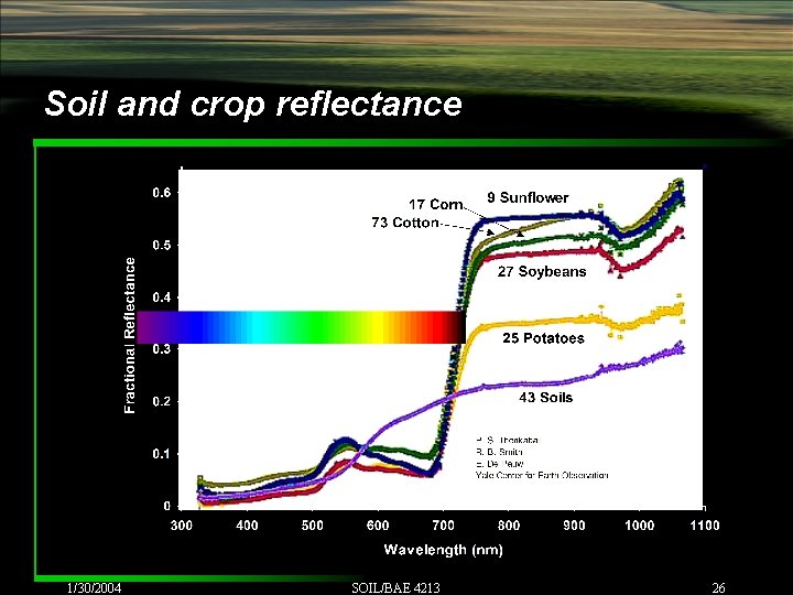 Soil and crop reflectance 1/30/2004 SOIL/BAE 4213 26 