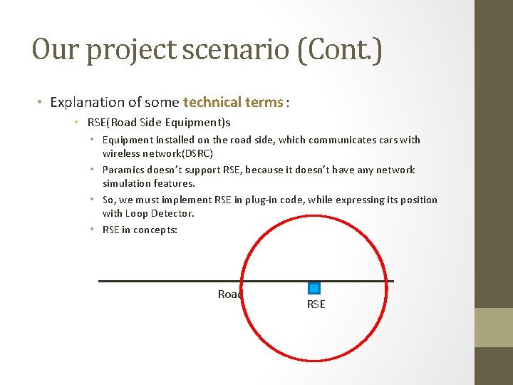 Our project scenario (Cont. ) • Explanation of some technical terms : • RSE(Road