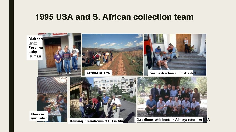1995 USA and S. African collection team Dickson Britz Forsline Luby Human Meals in
