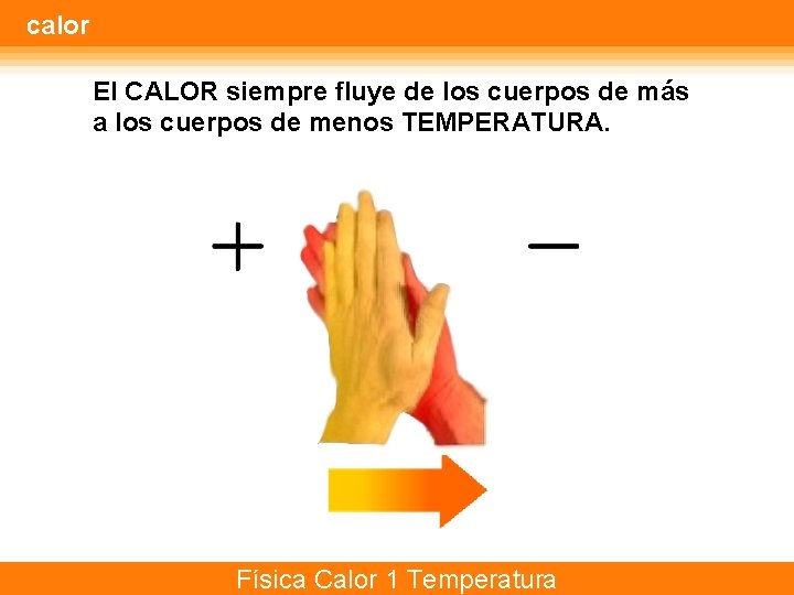 calor El CALOR siempre fluye de los cuerpos de más a los cuerpos de