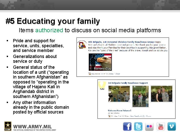 #5 Educating your family Items authorized to discuss on social media platforms § §