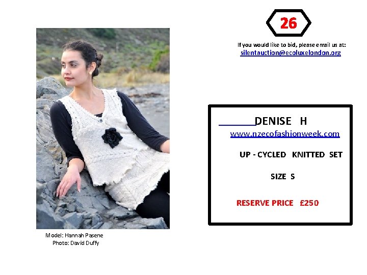 26 If you would like to bid, please email us at: silentauction@ecoluxelondon. org DENISE