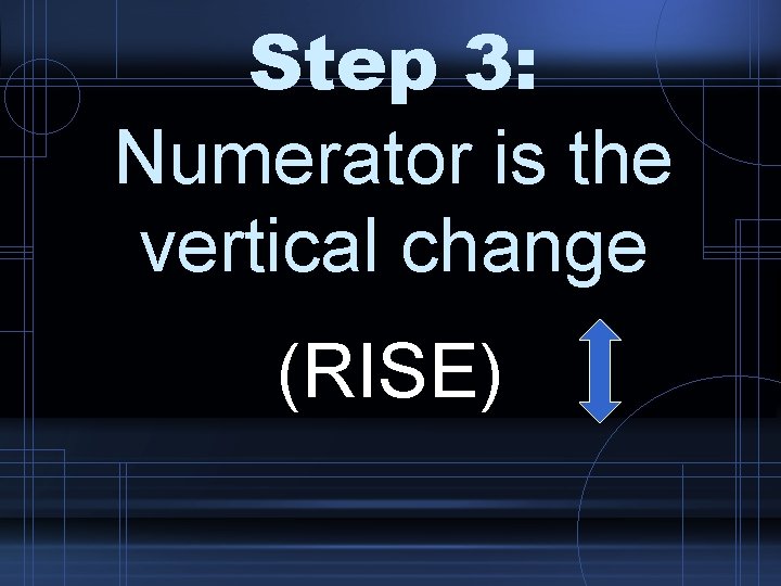 Step 3: Numerator is the vertical change (RISE) 