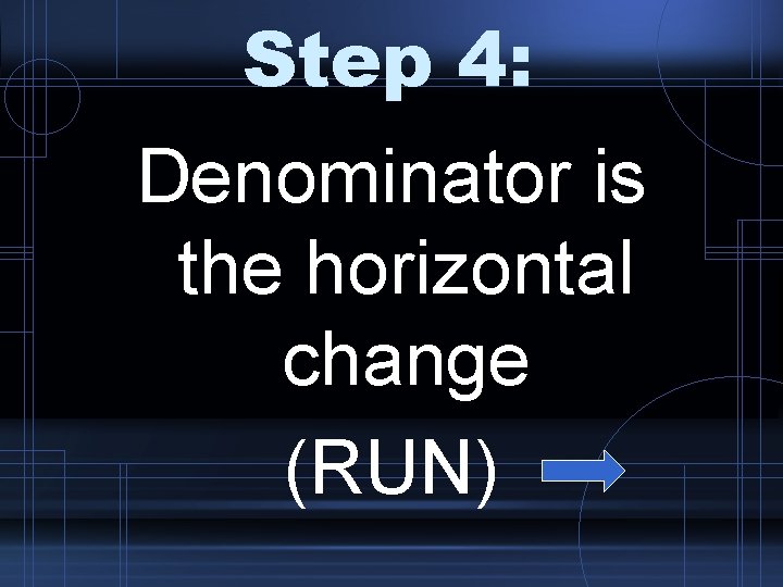 Step 4: Denominator is the horizontal change (RUN) 