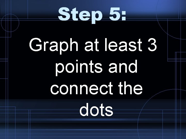 Step 5: Graph at least 3 points and connect the dots 