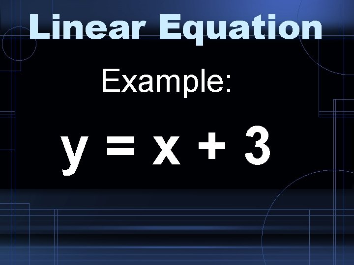 Linear Equation Example: y=x+3 