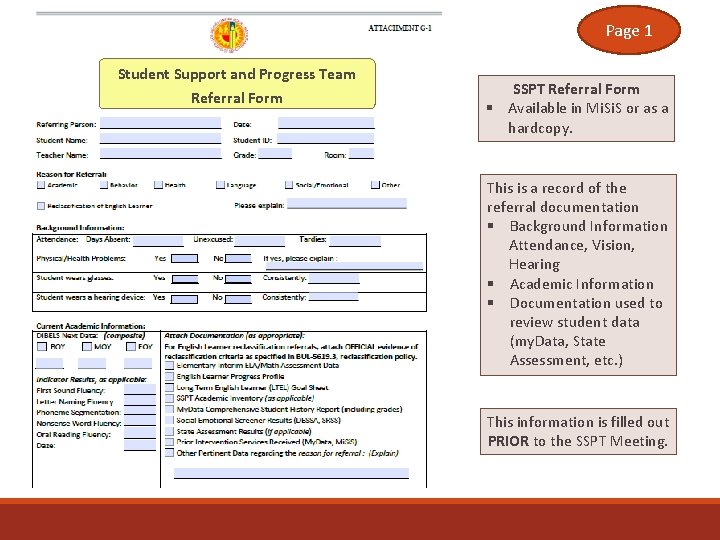 Page 1 Student Support and Progress Team Referral Form SSPT Referral Form § Available