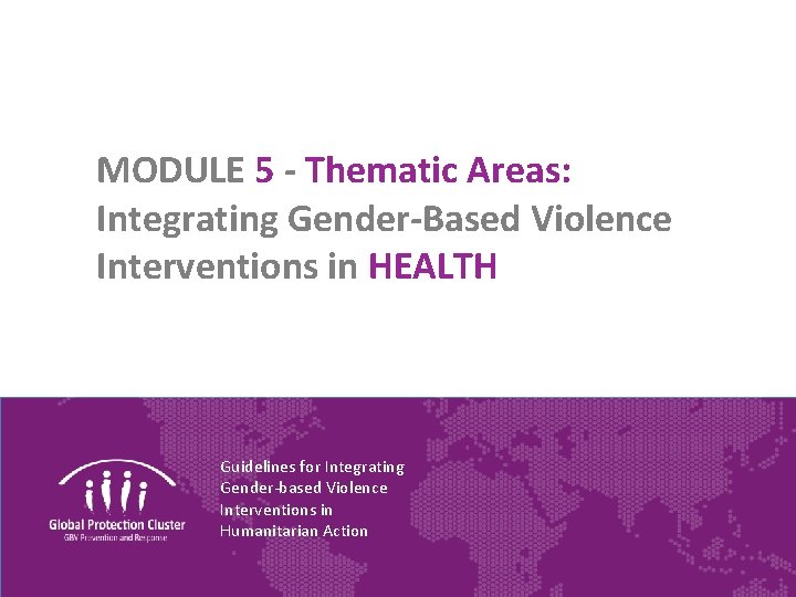 MODULE 5 - Thematic Areas: Integrating Gender-Based Violence Interventions in HEALTH Guidelines for Integrating