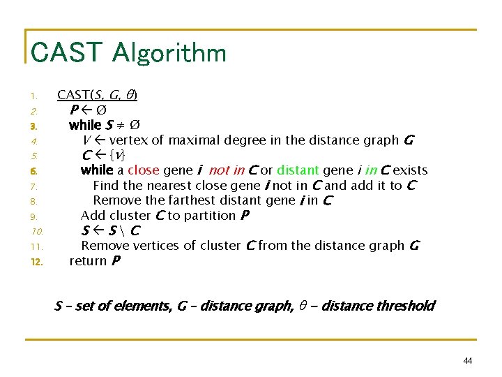 CAST Algorithm 1. 2. 3. 4. 5. 6. 7. 8. 9. 10. 11. 12.