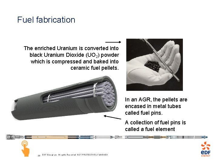 Fuel fabrication The enriched Uranium is converted into black Uranium Dioxide (UO 2) powder