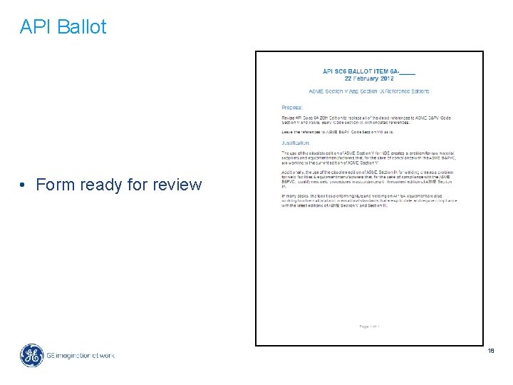 API Ballot • Form ready for review 18 