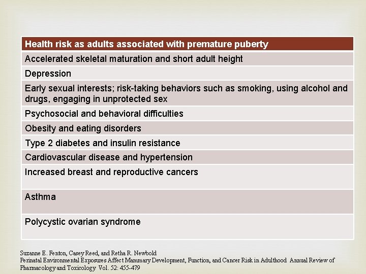 Health risk as adults associated with premature puberty Accelerated skeletal maturation and short adult