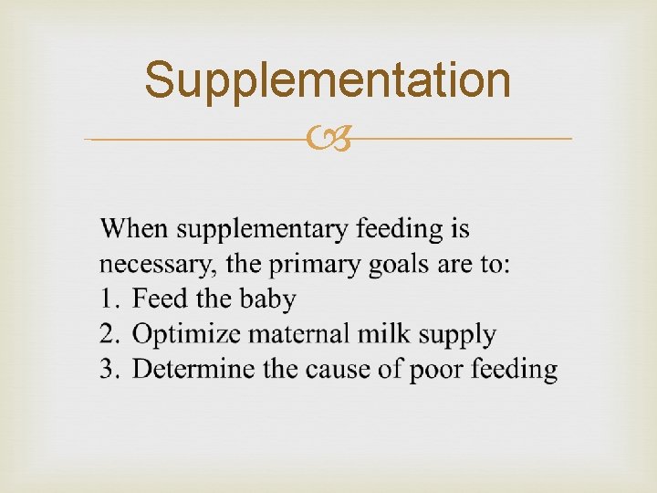 Supplementation 