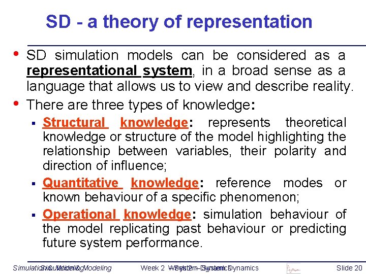 SD - a theory of representation • • SD simulation models can be considered