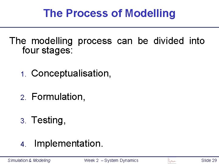The Process of Modelling The modelling process can be divided into four stages: 1.
