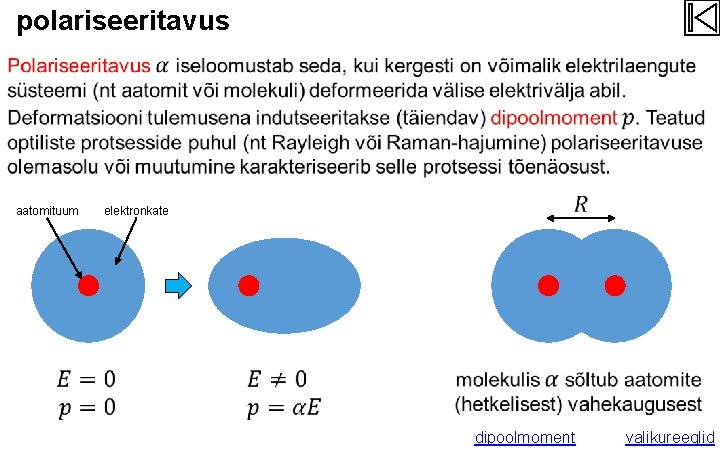 polariseeritavus aatomituum elektronkate dipoolmoment valikureeglid 