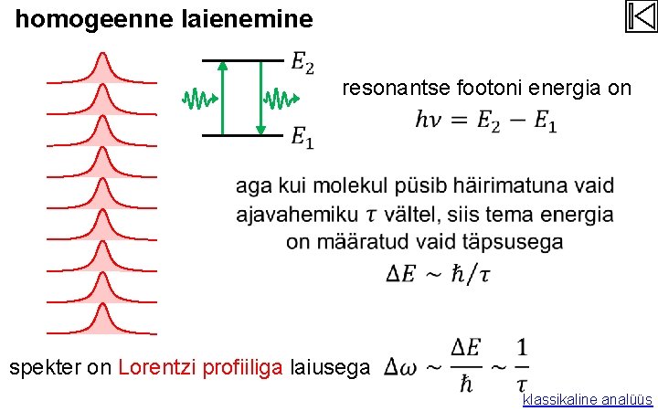 homogeenne laienemine resonantse footoni energia on spekter on Lorentzi profiiliga laiusega klassikaline analüüs 