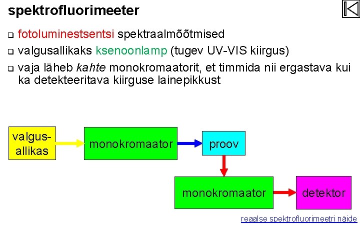 spektrofluorimeeter q q q fotoluminestsentsi spektraalmõõtmised valgusallikaks ksenoonlamp (tugev UV-VIS kiirgus) vaja läheb kahte