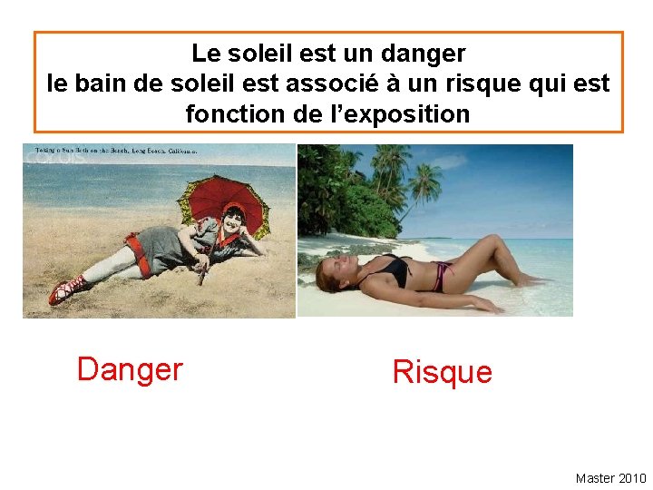 Le soleil est un danger le bain de soleil est associé à un risque