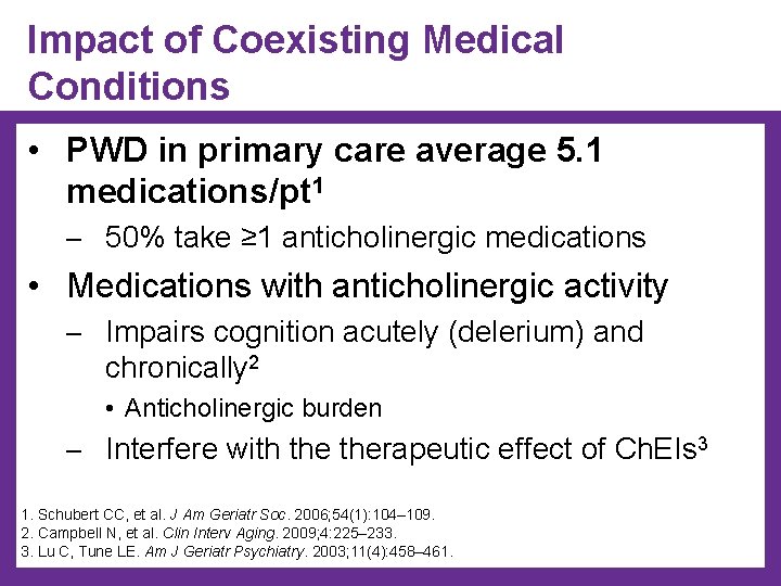 Impact of Coexisting Medical Conditions • PWD in primary care average 5. 1 medications/pt