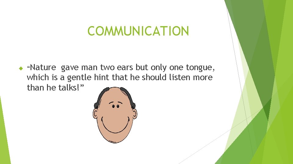 COMMUNICATION “Nature gave man two ears but only one tongue, which is a gentle