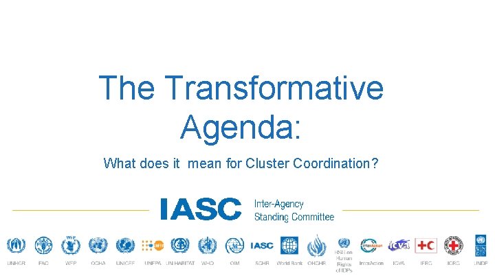 The Transformative Agenda: What does it mean for Cluster Coordination? 