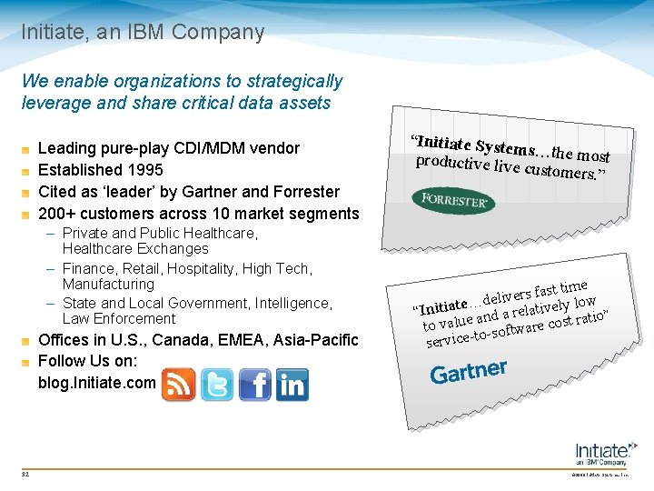 Initiate, an IBM Company We enable organizations to strategically leverage and share critical data Initiate, an IBM Company We enable organizations to strategically leverage and share critical data