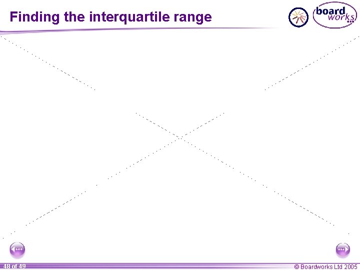 Finding the interquartile range 48 of 49 © Boardworks Ltd 2005 