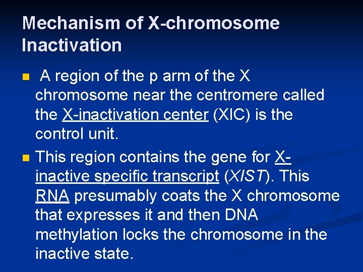 Mechanism of X-chromosome Inactivation n n A region of the p arm of the